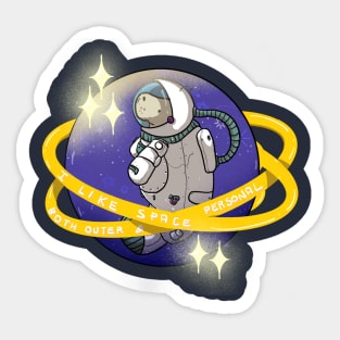 Astronaut manatee in space: I like space both outer & personal! Sticker